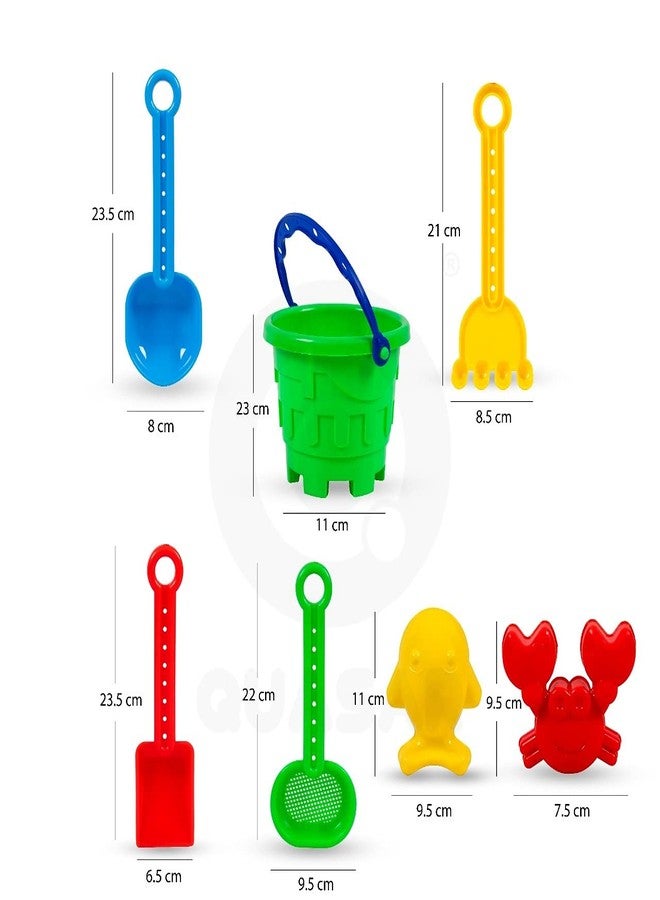 Quasar 7 Piece Set for Kids with Bucket(Green), 2 Sand Modul, 2 Tools & 1 Gardening Water Can/Sand Garden Made in India Pretend Role Play Set Children Learn Play Fun Toddler Kids Set - Image 2